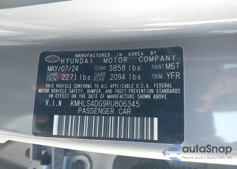 2024 Hyundai Elantra Sel из США, поврежденный, VIN KMHLS4DG9RU806345